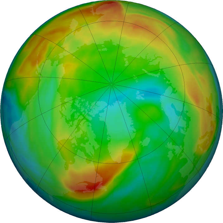 Arctic ozone map for 11 January 2022